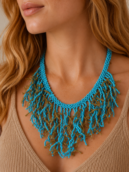 Collar Bohemio Inca turquesa estilo boho – La Gata Voladora