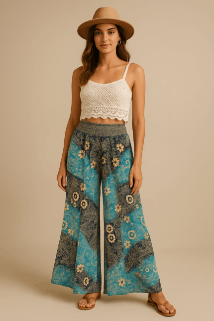 Falda Pantalón de Seda Yemanjá Gold ibicenca boho chic