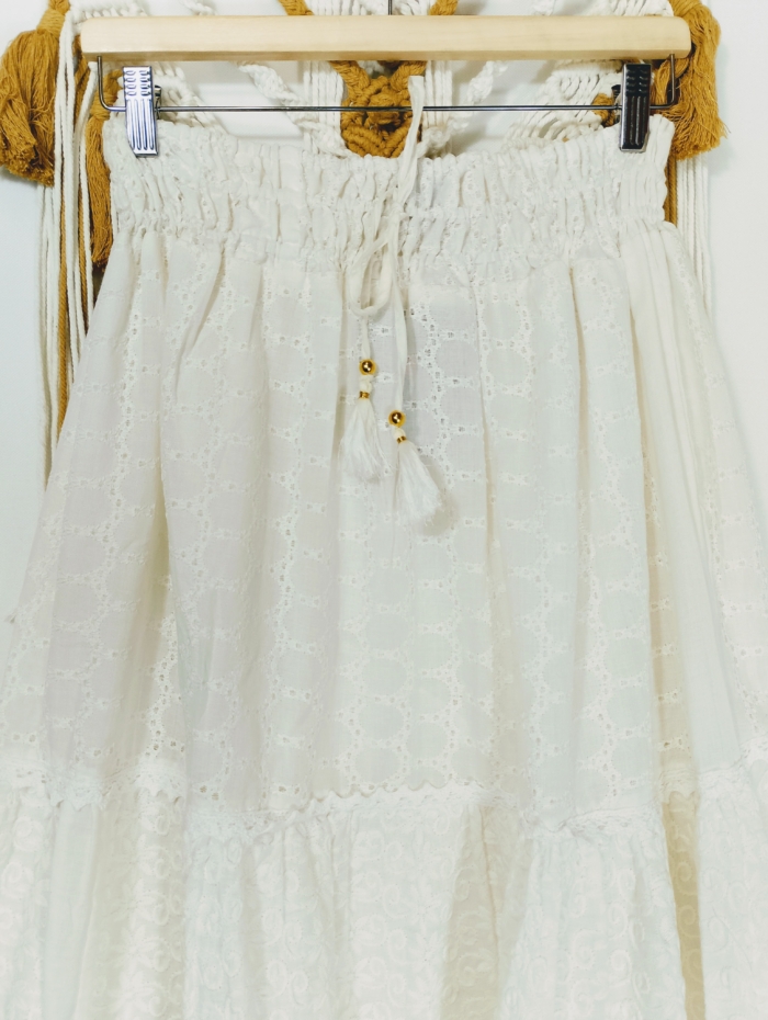 Falda larga de algodón Boho con vuelo