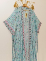 kimono de seda boho chic largo de seda con cordón ajustable - La Gata Voladora