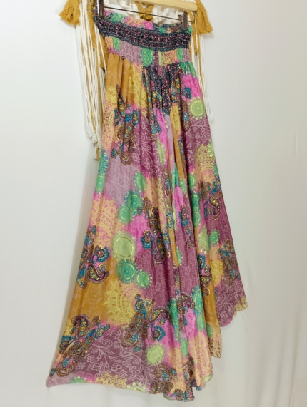 pantalón de seda boho Yemanjá Gold - La Gata Voladora