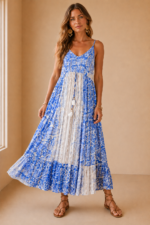 vestido algodon venus azul boho largo La Gata Voladora Alpujarra Almeria