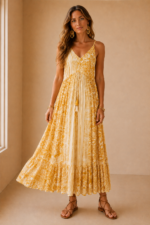 vestido algodon venus beige boho largo La Gata Voladora Alpujarra Almeria