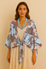 chaqueta seda boho tipo kimono turquesa Ipanema La Gata Voladora Laujar de Andarax Alpujarra Almeria