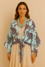 chaqueta seda boho tipo kimono verde Ipanema La Gata Voladora Laujar de Andarax Alpujarra Almeria