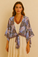 chaqueta seda boho tipo kimono violeta Ipanema La Gata Voladora Laujar de Andarax Alpujarra Almeria