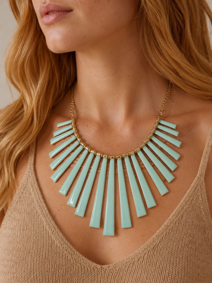 collar boho esmaltado bohemio verde