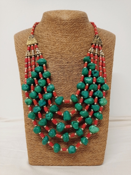 collar estilo bohemio rojo verde