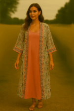 kimono de seda boho chic largo de seda con cordón ajustable - La Gata Voladora