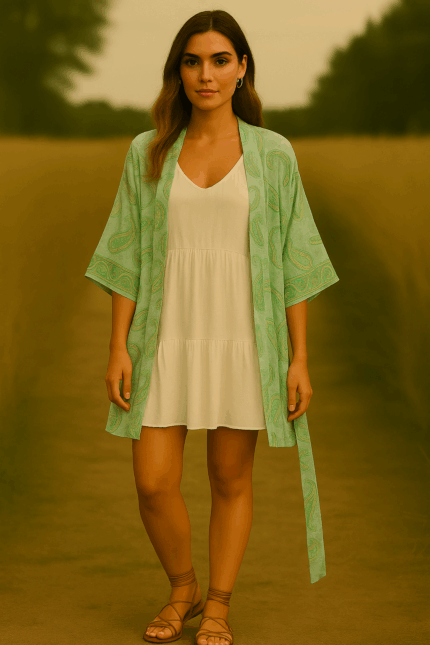 kimono de seda boho chic de seda - La Gata Voladora