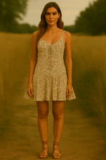 vestido corto de algodón rojo boho bohemio de tirantes estilo ibicenco - La Gata Voladora