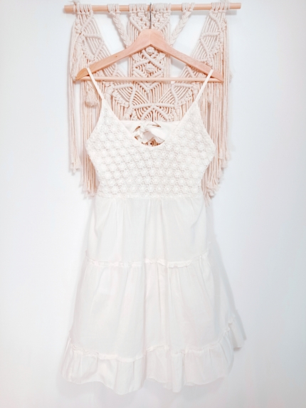 vestido de algodón ibicenco de tirantes estilo boho - La Gata Voladora