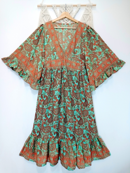 Vestido de la india de seda bohemio - La Gata Voladora