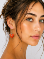 Pendientes de Ceramica Artesanales Cora Pequeños Naranja - La Gata Voladora