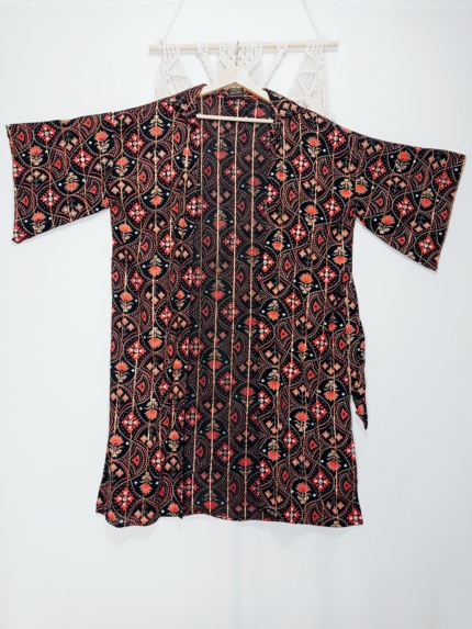 kimono negro de algodón