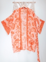 kimono de seda naranja