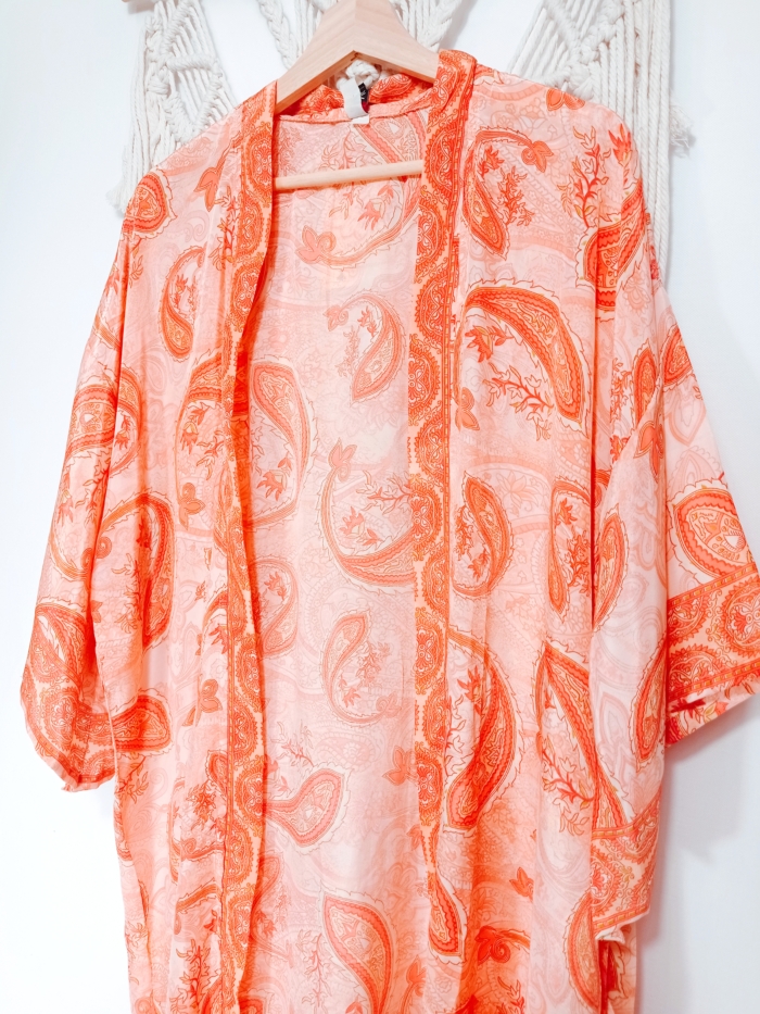 kimono de seda naranja