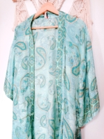 kimono de seda turquesa