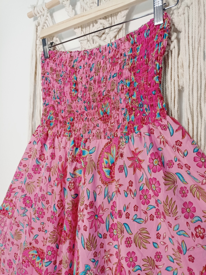 pantalón de seda rosa