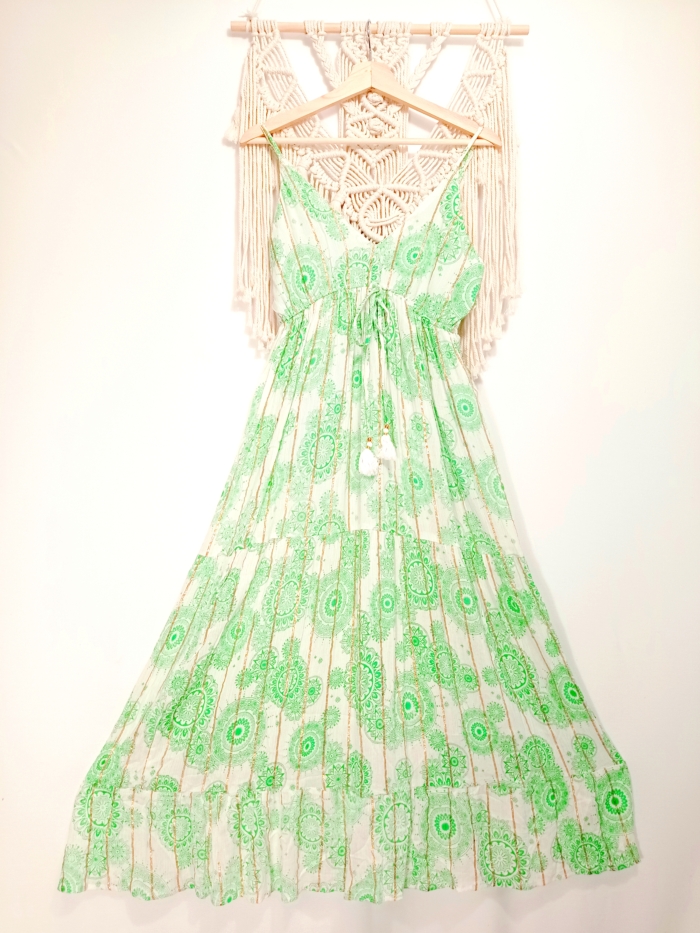 vestido de algodón verde