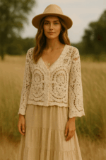 chaqueta de ganchillo algodón estilo boho - La Gata Voladora