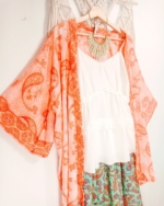 kimono de seda estilo boho naranja - La Gata Voladora