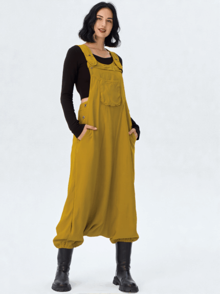 Peto Coline de algodón con tirantes ajustables y bolsillos Boho – La Gata Voladora