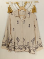 Blusa Camisa crudo Bordada Boho Chic - La Gata Voladora