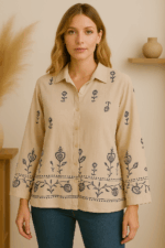 Blusa Camisa crudo Bordada Boho Chic - La Gata Voladora