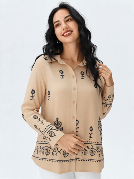 Blusa Camisa crudo Bordada Boho Chic - La Gata Voladora