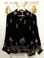 Blusa Camisa negra Bordada boho chic - La Gata Voladora