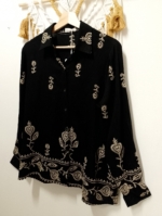 Blusa Camisa negra Bordada boho chic - La Gata Voladora