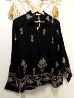 Blusa Camisa negra Bordada boho chic - La Gata Voladora