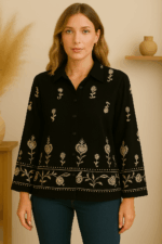 Blusa Camisa negra Bordada boho chic - La Gata Voladora