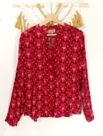 Blusa Sira Coline color frambuesa con estampado étnico boho - tallas S, M y L – La Gata Voladora