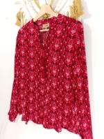 Blusa Sira Coline color frambuesa con estampado étnico boho - tallas S, M y L – La Gata Voladora