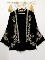 Chaqueta Kimono Sultana bordada de algodón boho – La Gata Voladora