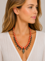 Collar Bohemio Aruna salmón estilo étnico – La Gata Voladora