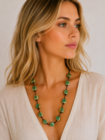 Collar Kira boho artesanal de cerámica verde – La Gata Voladora