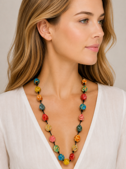 Collar de Cerámica Calima multicolor – La Gata Voladora
