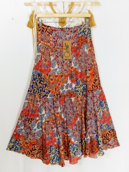 Falda Patchwork Coline multicolor artesanal boho – tallas S/M y L/XL – La Gata Voladora