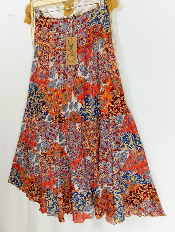 Falda Patchwork Coline multicolor artesanal boho – tallas S/M y L/XL – La Gata Voladora