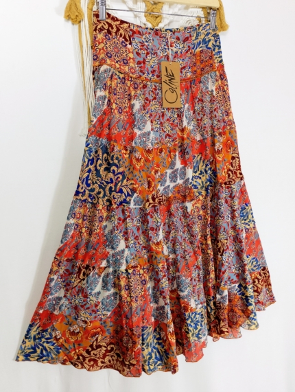Falda Patchwork Coline multicolor artesanal boho – tallas S/M y L/XL – La Gata Voladora
