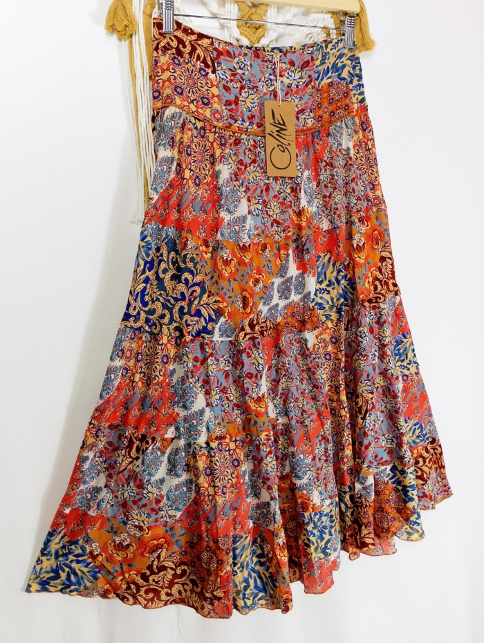 Falda Patchwork Coline multicolor artesanal boho – tallas S/M y L/XL – La Gata Voladora