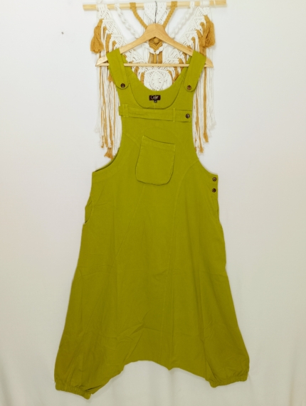 Peto Coline de algodón color mostaza con tirantes ajustables y bolsillos