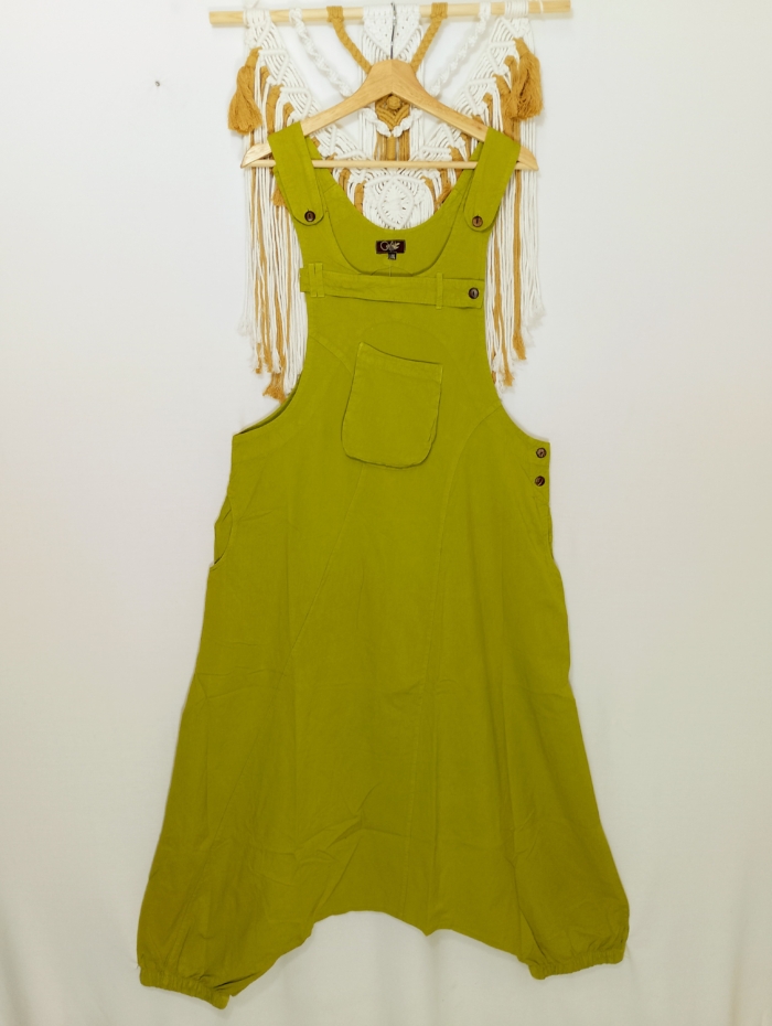 Peto Coline de algodón color mostaza con tirantes ajustables y bolsillos