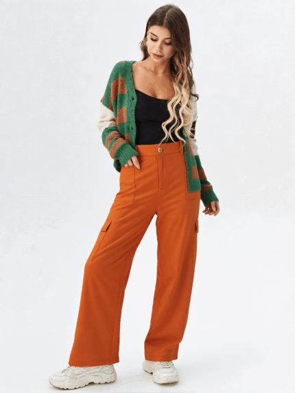 pantalón de algodón color teja con bolsillos laterales – La Gata Voladora