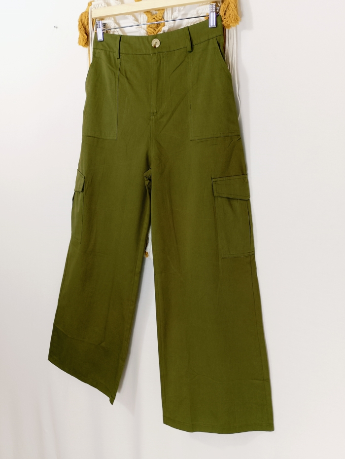 pantalón de algodón bon bolsillos laterales