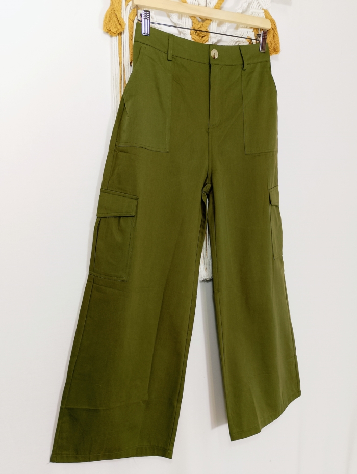 pantalón de algodón bon bolsillos laterales