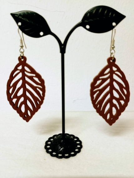 Pendientes Hoja de Madera Boho color marrón - La Gata Voladora